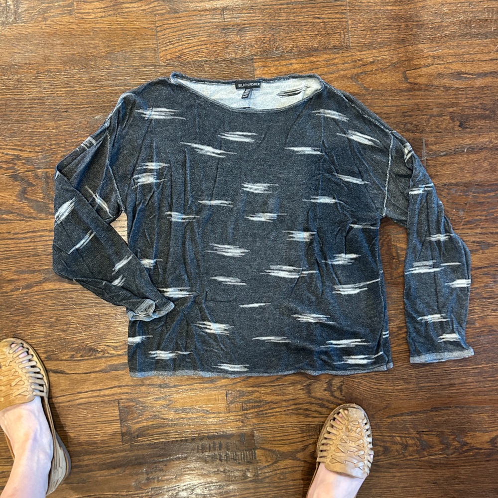 Eileen Fisher Gray Black Sweater XS